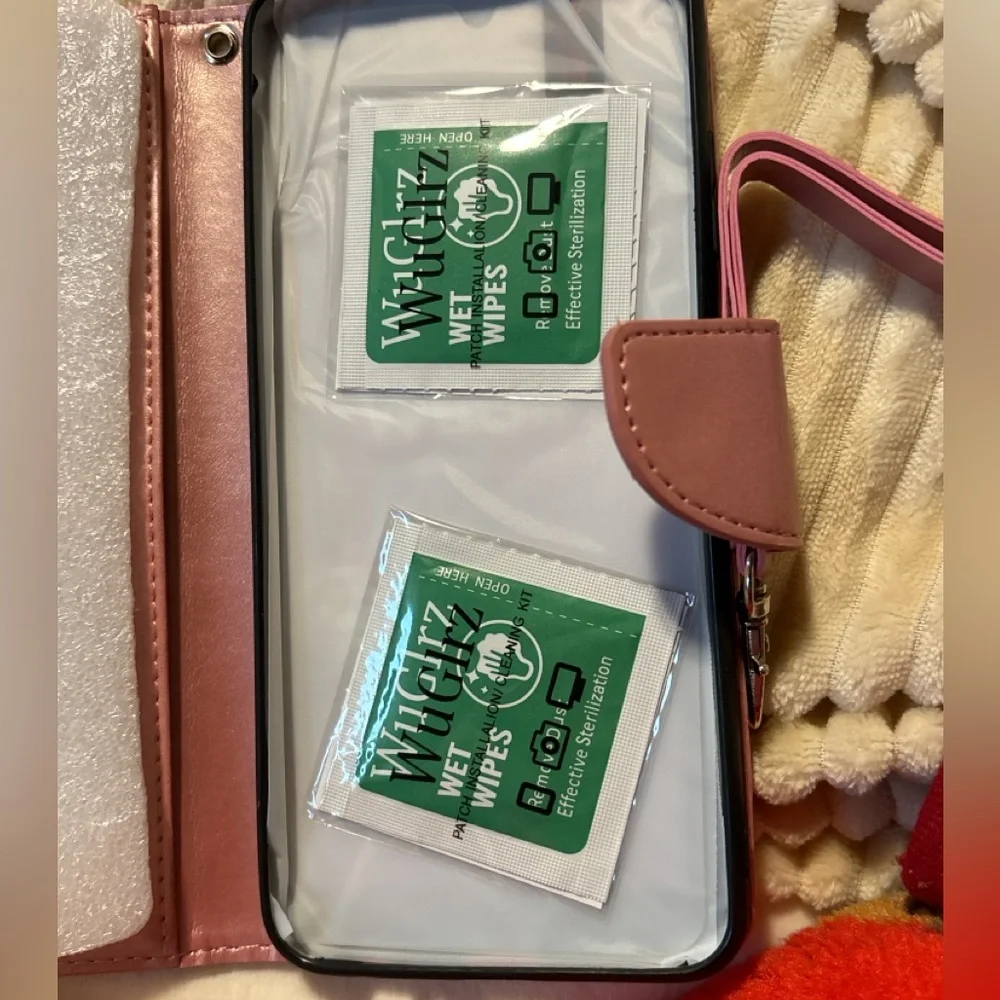 New WuGiz Case for Samsung Calay 22 5G wristlet(rose/pink) with screen protector